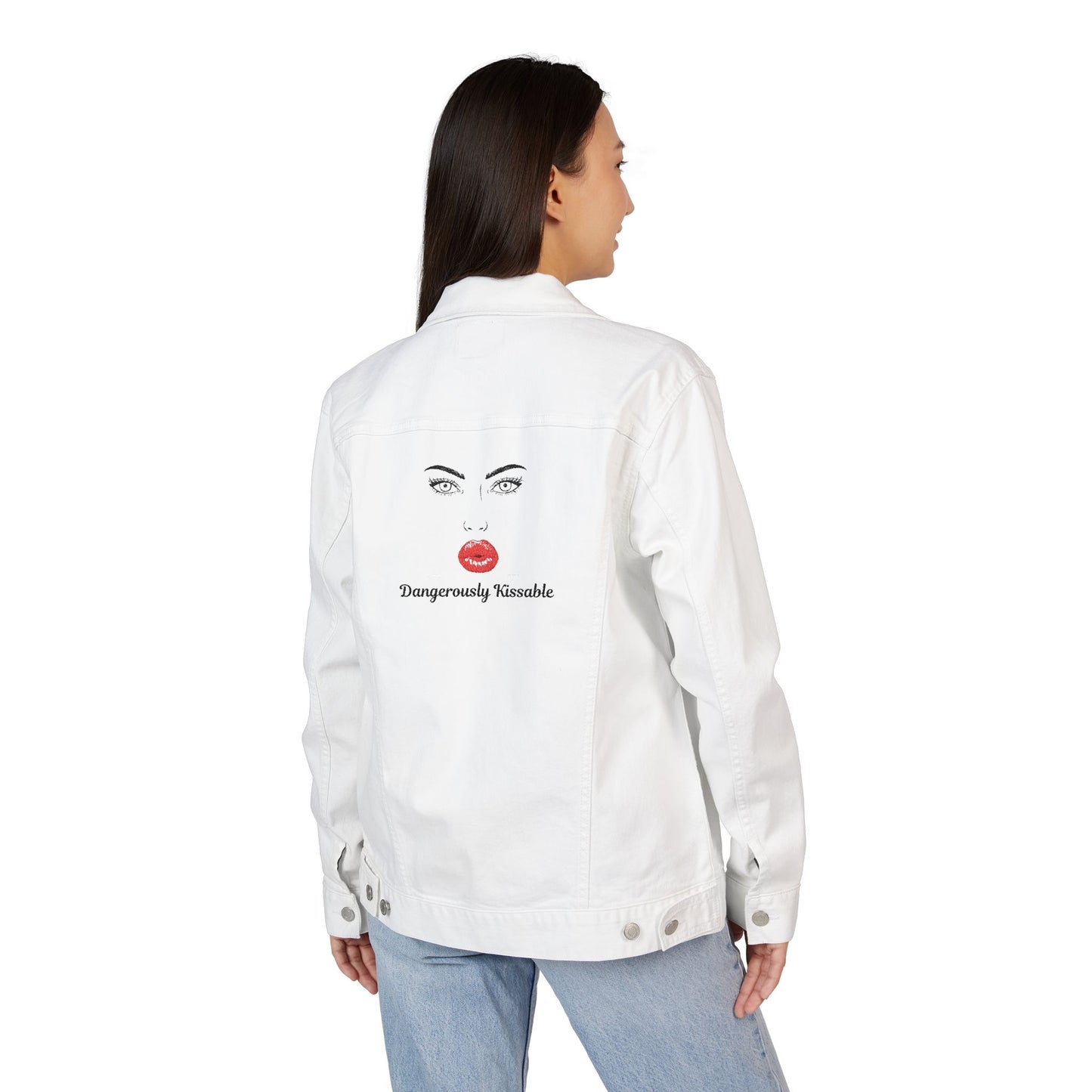 Dangerously Kissable – White Denim Jacket (Holiday Special Run)