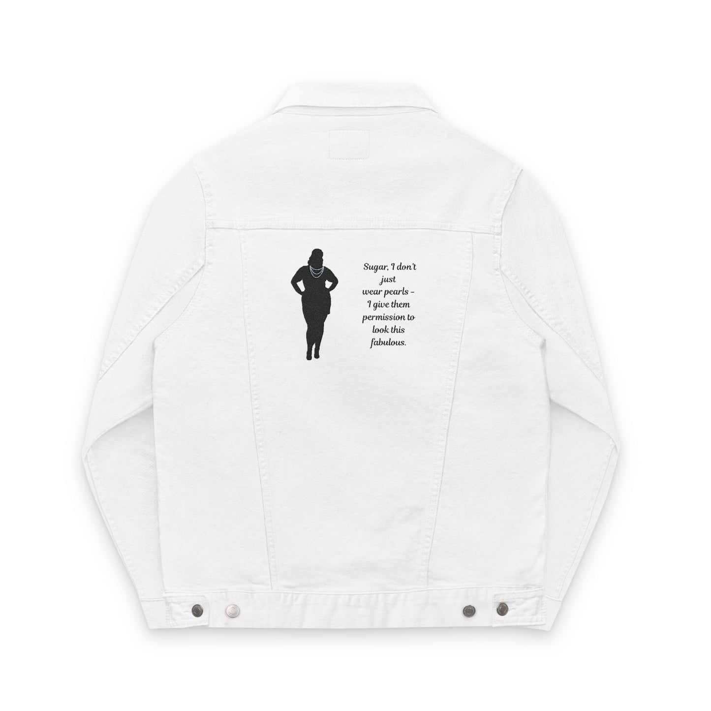 FAT-GIRL “Pearls of Power” Embroidered Denim Jacket