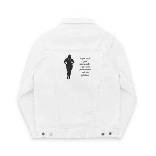FAT-GIRL “Pearls of Power” Embroidered Denim Jacket