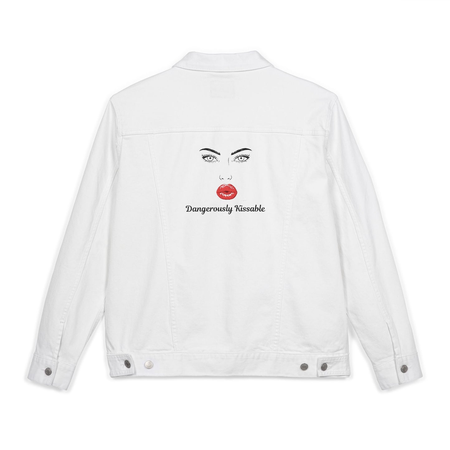Dangerously Kissable – White Denim Jacket (Holiday Special Run)