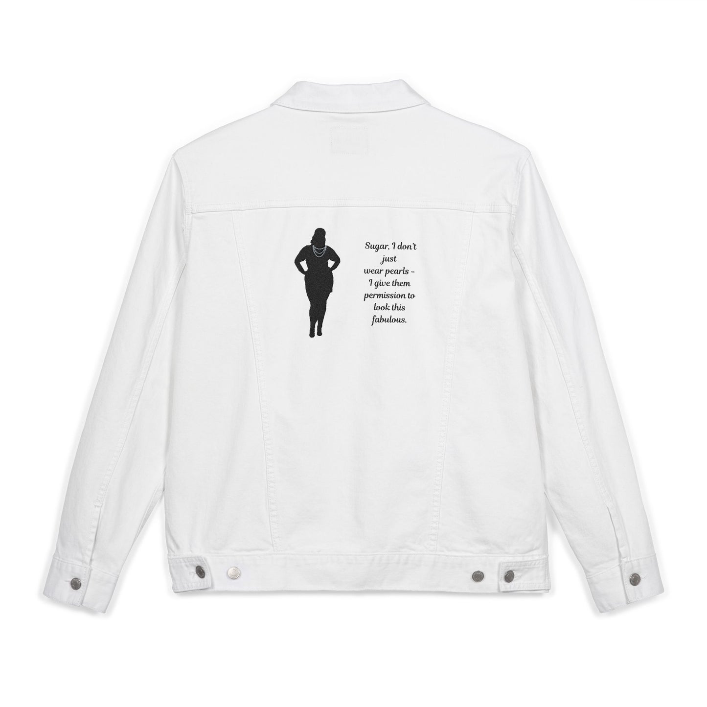 FAT-GIRL “Pearls of Power” Embroidered Denim Jacket